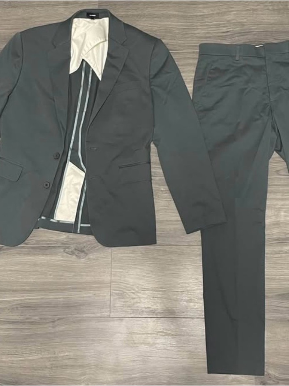 Express Extra Slim Dusty Teal Stretch Cotton Suit Jacket and Pants